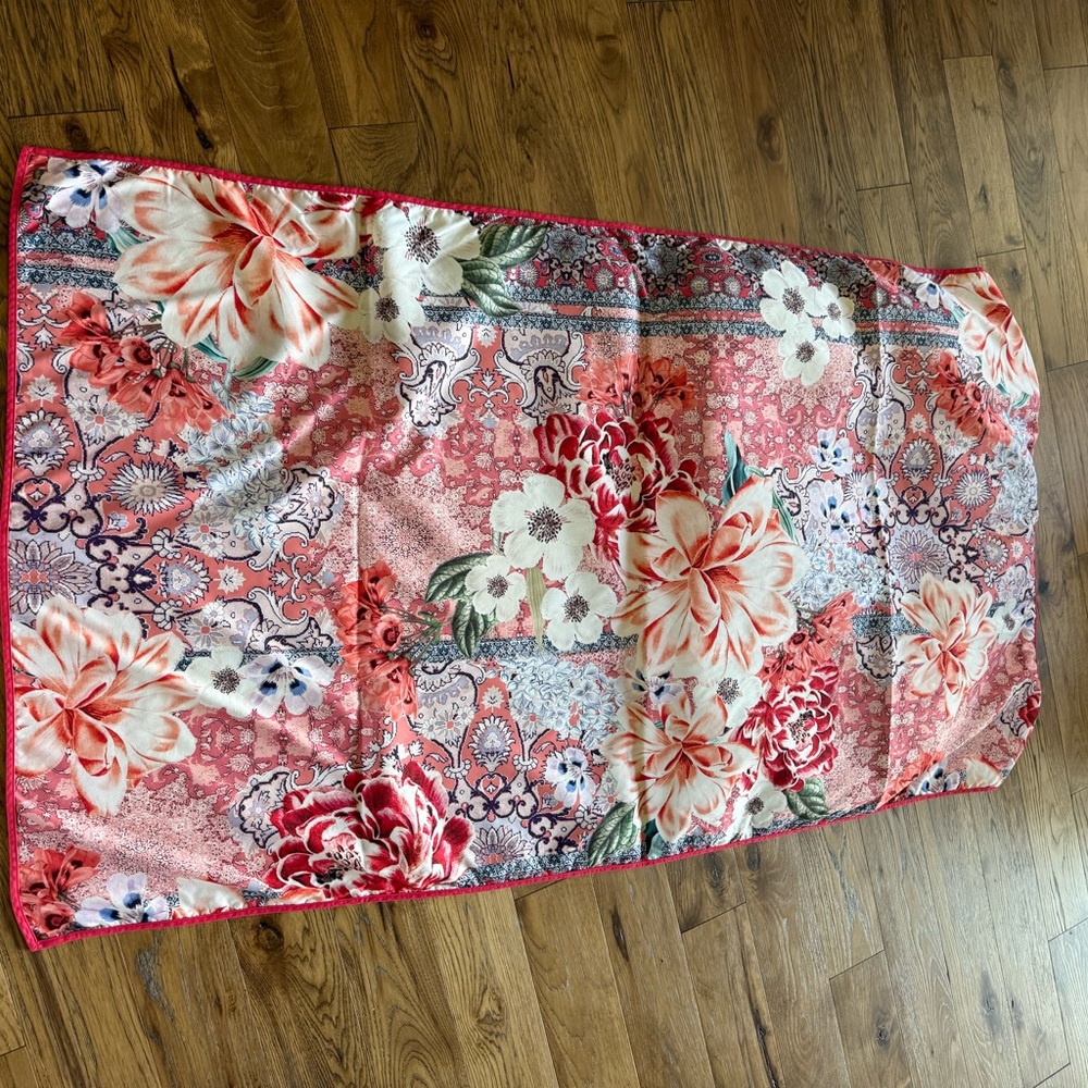 Johnny Was Floral Pink and Yellow beach blanket - Picture 2 of 3